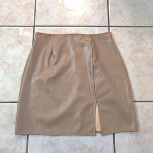 Mini Faux Leather Pleather Slit Skirt Short